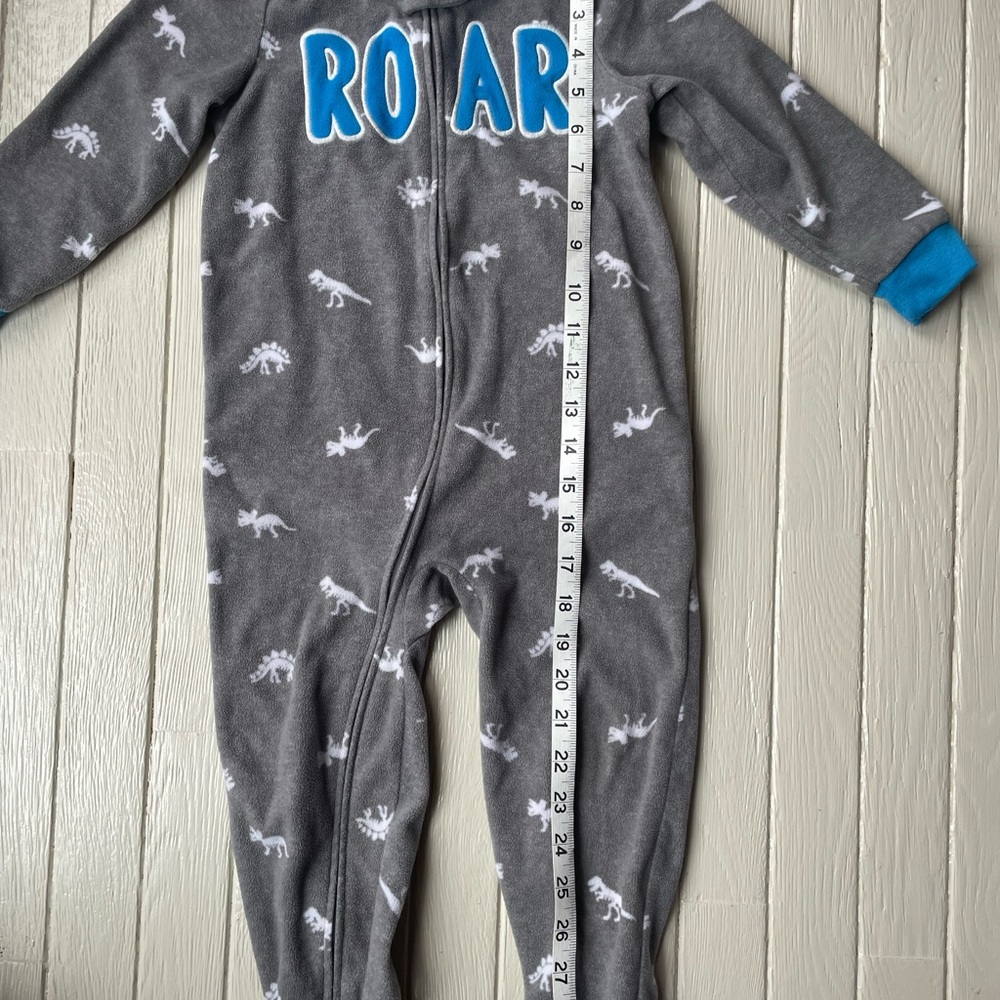 Baby Boys Dino Roar Fleece Footed Pajamas Size 3T - Picture 5 of 8